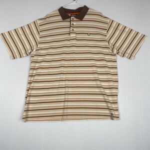 Vintage South Pole Polo Shirt‎ Mens XLarge Brown Stripes Authentic Collection